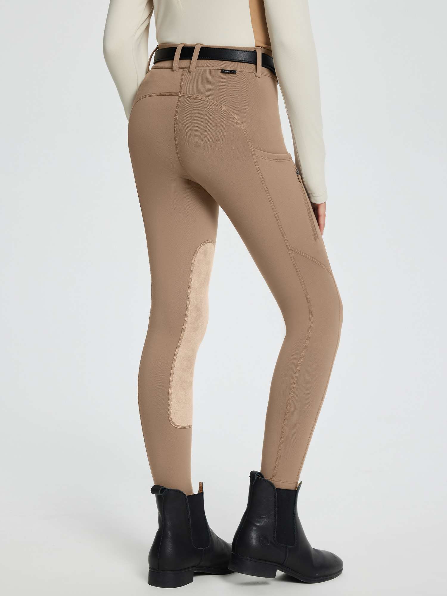 baleaf Girls Riding Pants Kids Equestrian Breeches Knee-Patch Zip Pocket Horseback Tights