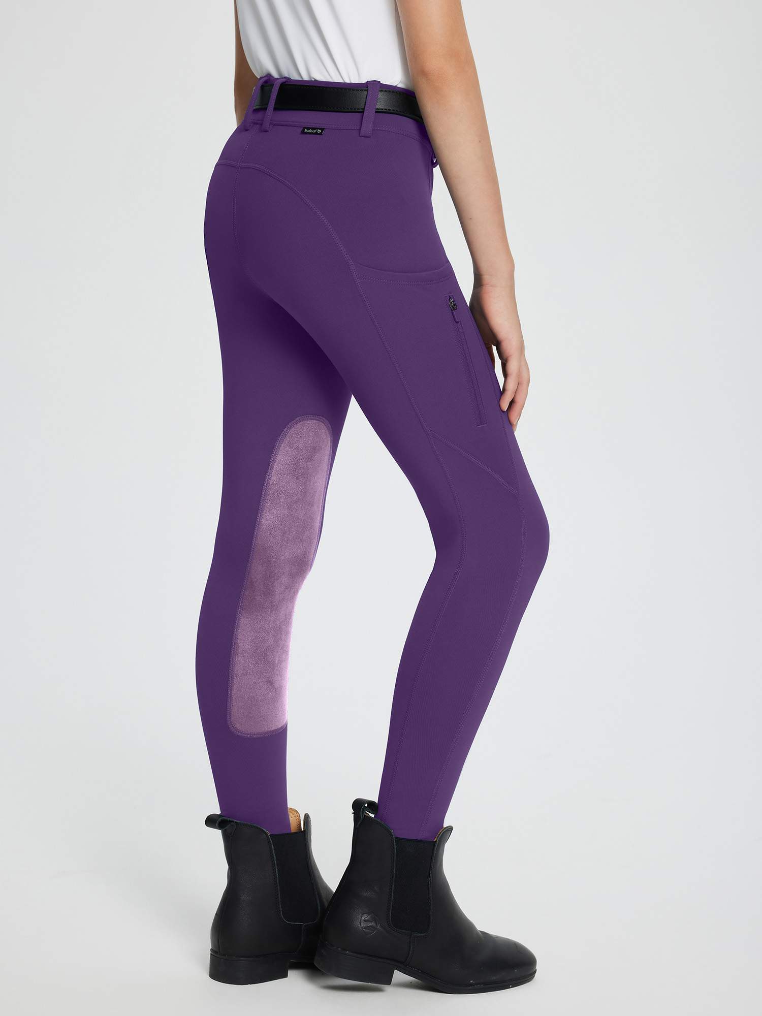 baleaf Girls Riding Pants Kids Equestrian Breeches Knee-Patch Zip Pocket Horseback Tights