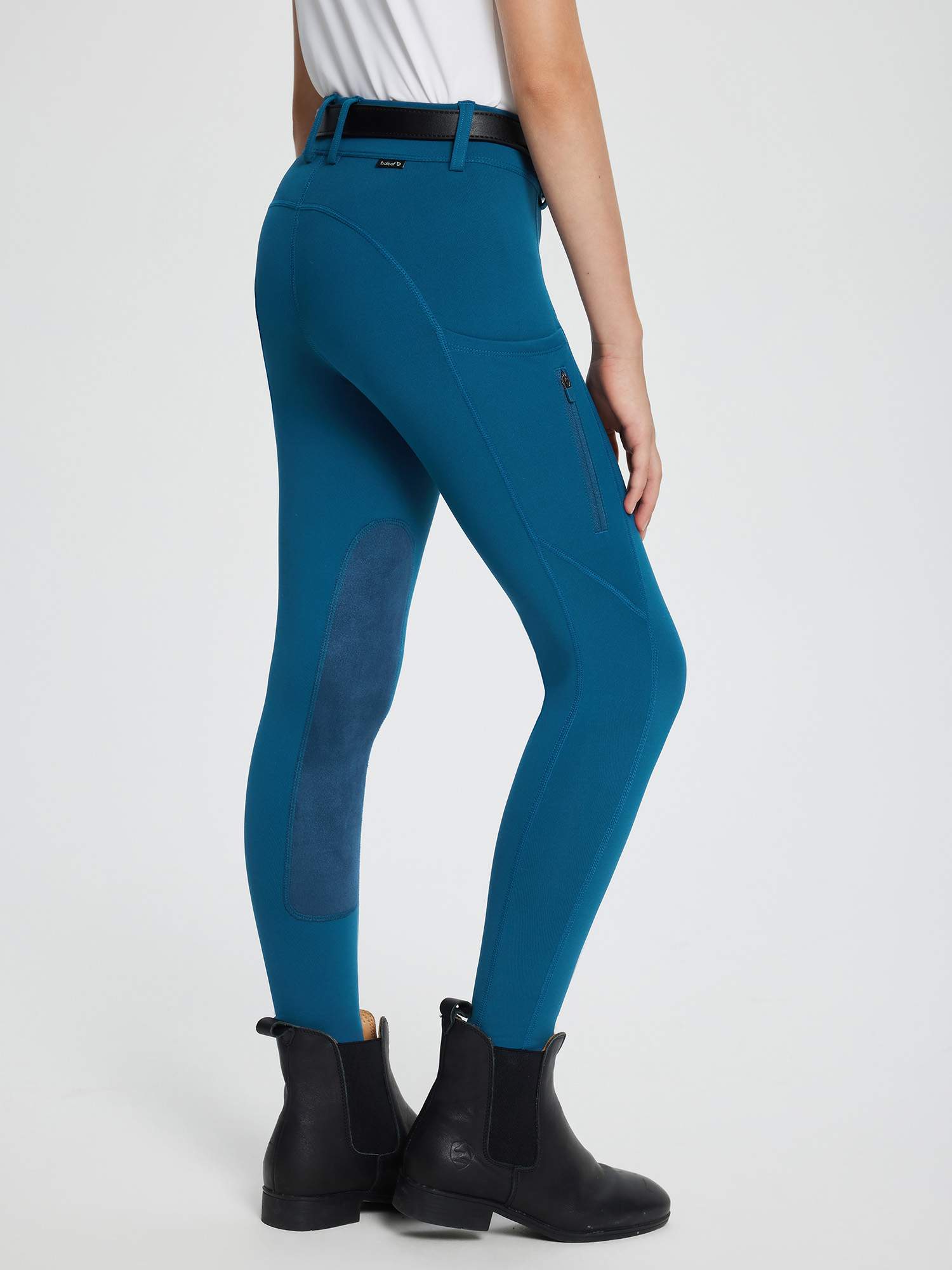 baleaf Girls Riding Pants Kids Equestrian Breeches Knee-Patch Zip Pocket Horseback Tights