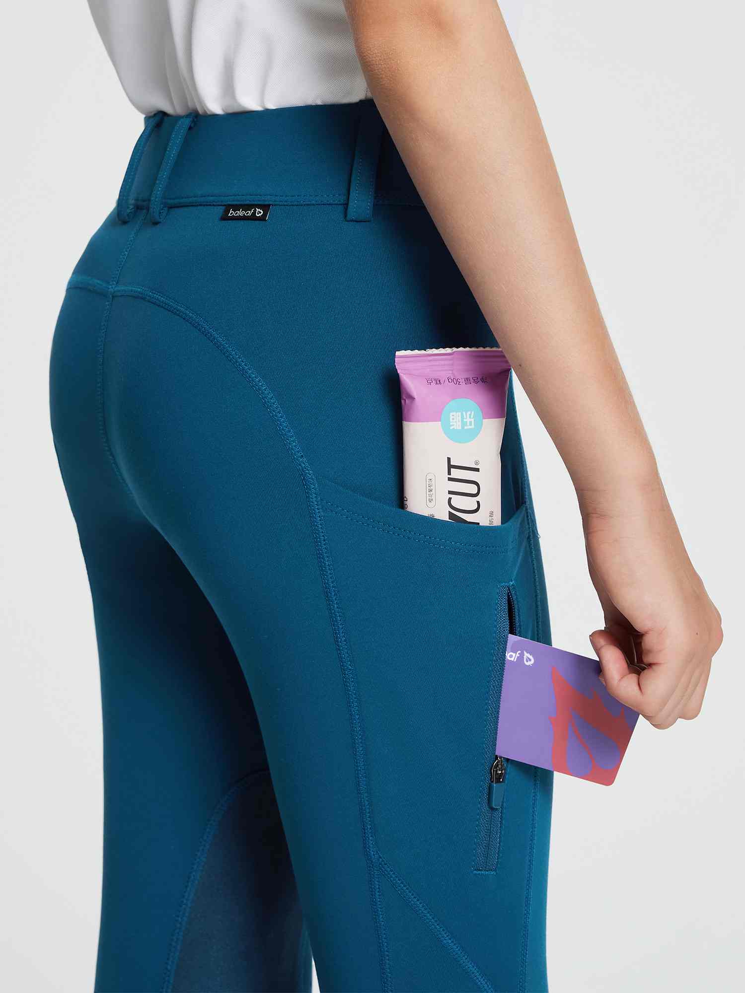 baleaf Girls Riding Pants Kids Equestrian Breeches Knee-Patch Zip Pocket Horseback Tights