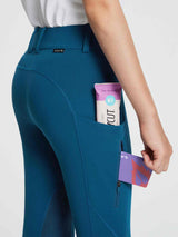 baleaf Girls Riding Pants Kids Equestrian Breeches Knee-Patch Zip Pocket Horseback Tights