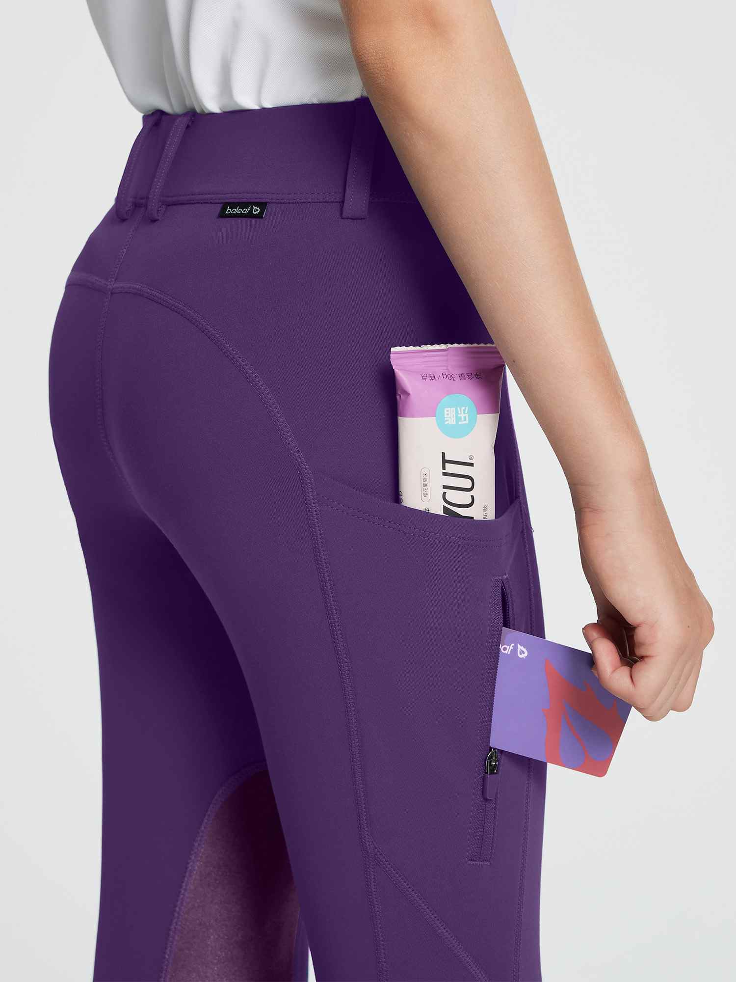 baleaf Girls Riding Pants Kids Equestrian Breeches Knee-Patch Zip Pocket Horseback Tights