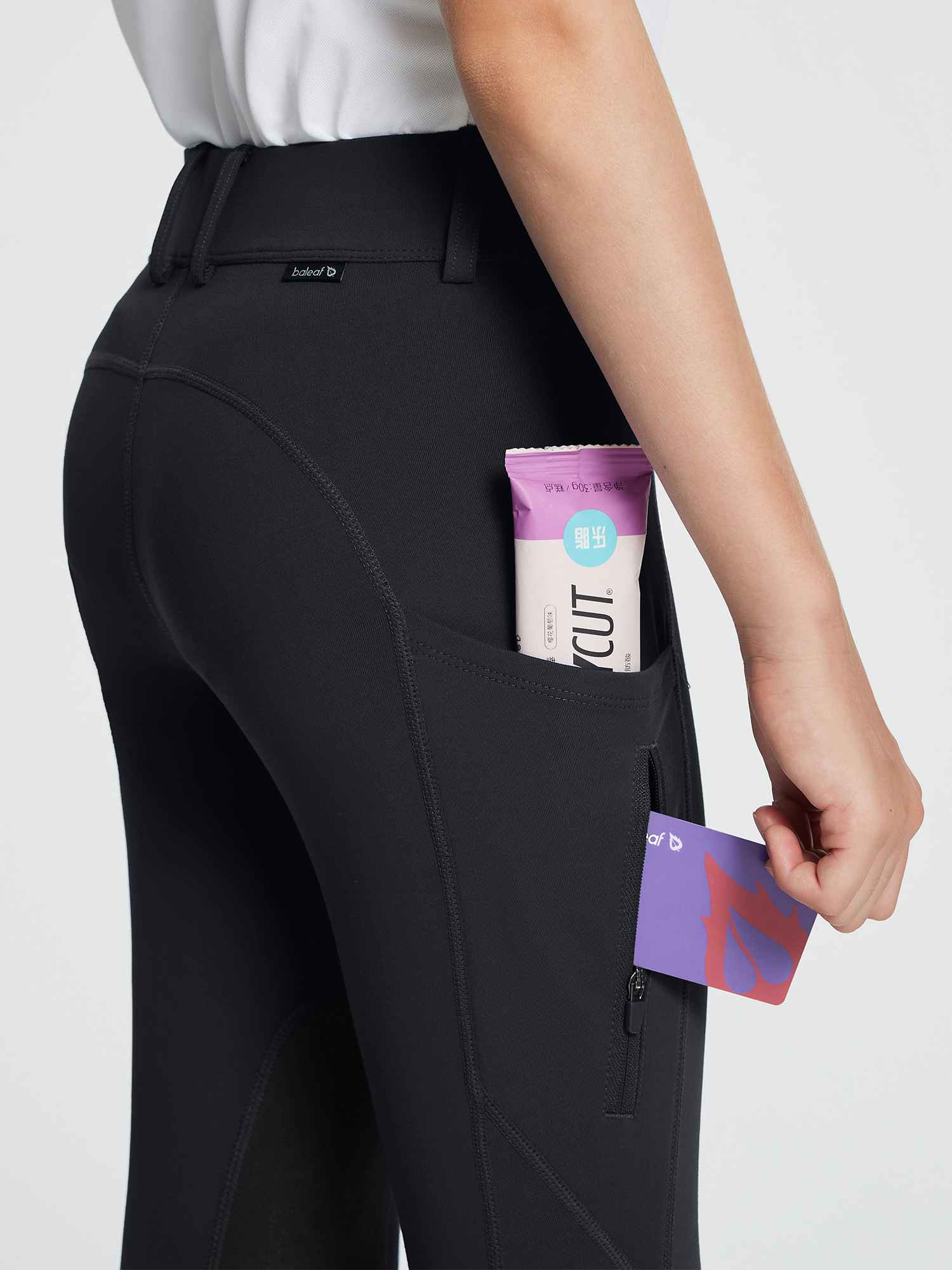 baleaf Girls Riding Pants Kids Equestrian Breeches Knee-Patch Zip Pocket Horseback Tights