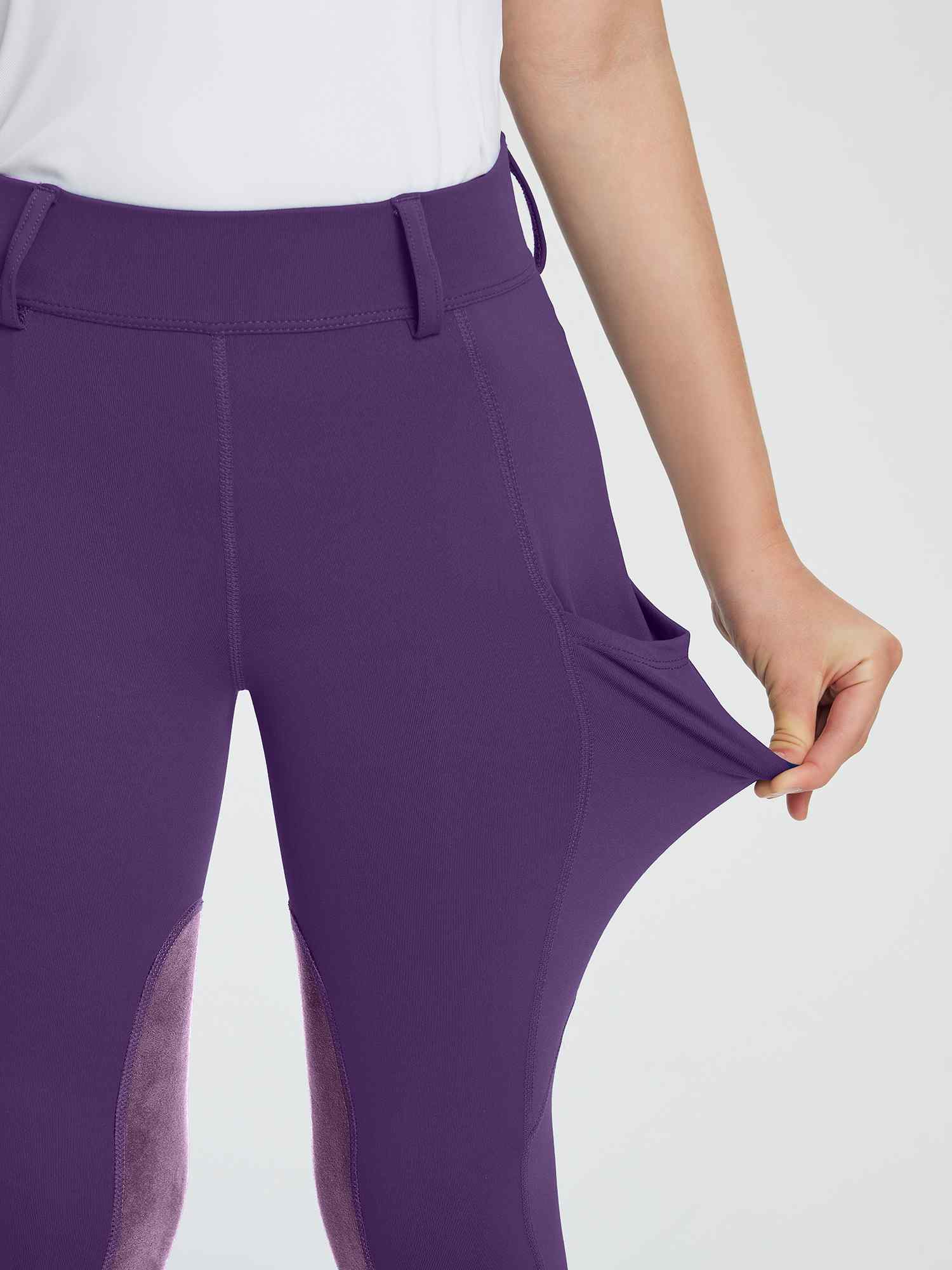 baleaf Girls Riding Pants Kids Equestrian Breeches Knee-Patch Zip Pocket Horseback Tights