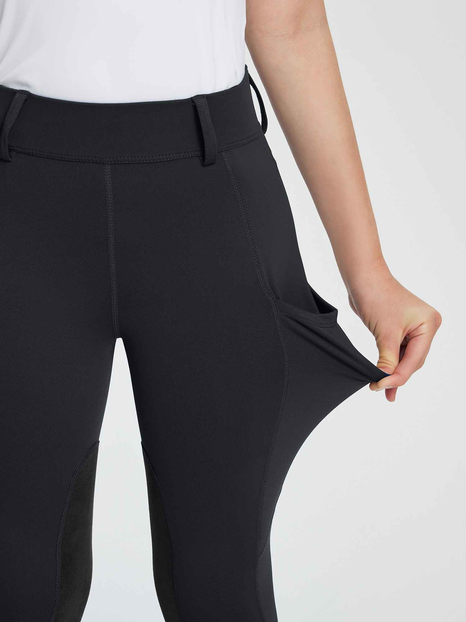 baleaf Girls Riding Pants Kids Equestrian Breeches Knee-Patch Zip Pocket Horseback Tights