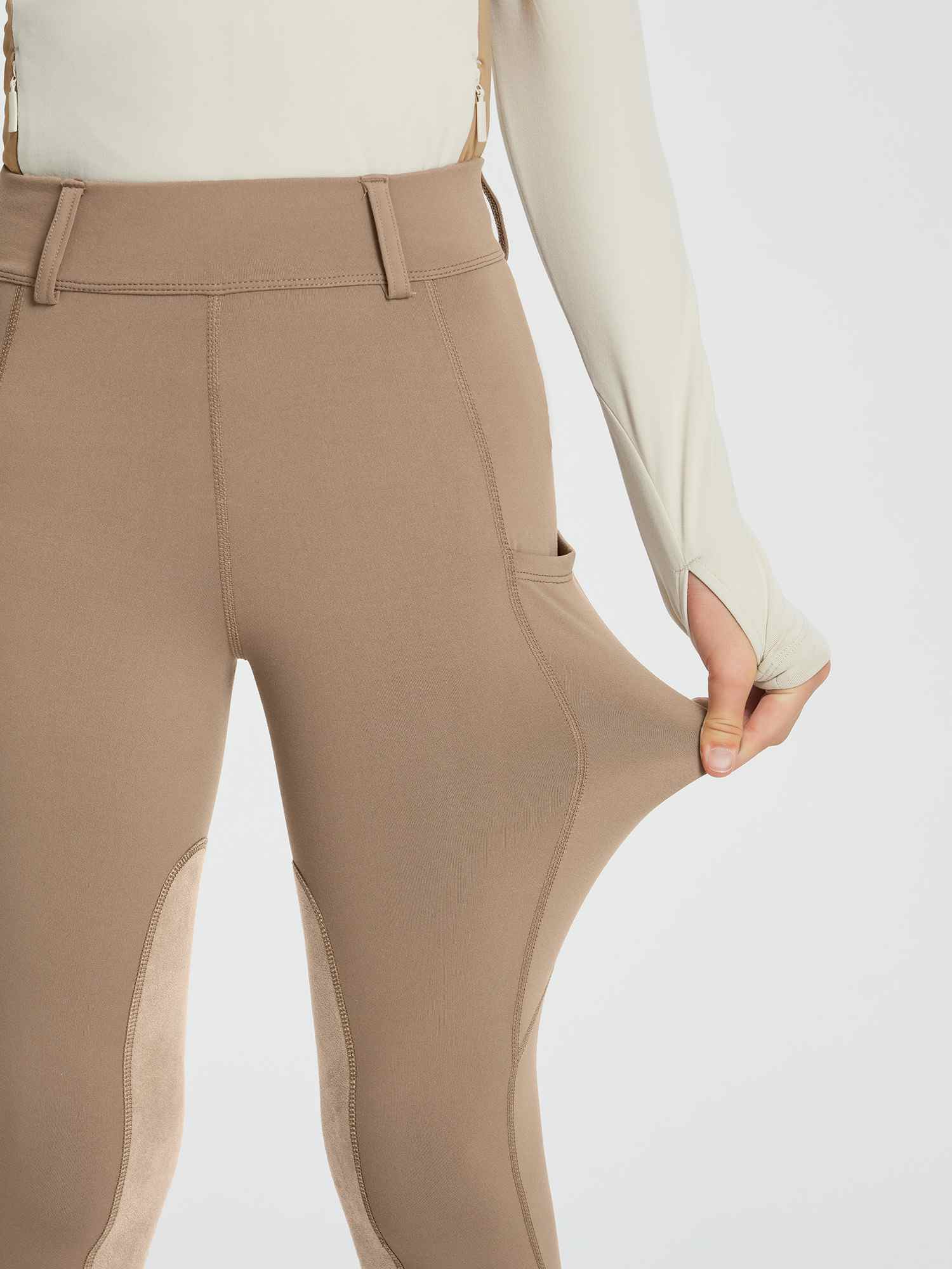 baleaf Girls Riding Pants Kids Equestrian Breeches Knee-Patch Zip Pocket Horseback Tights