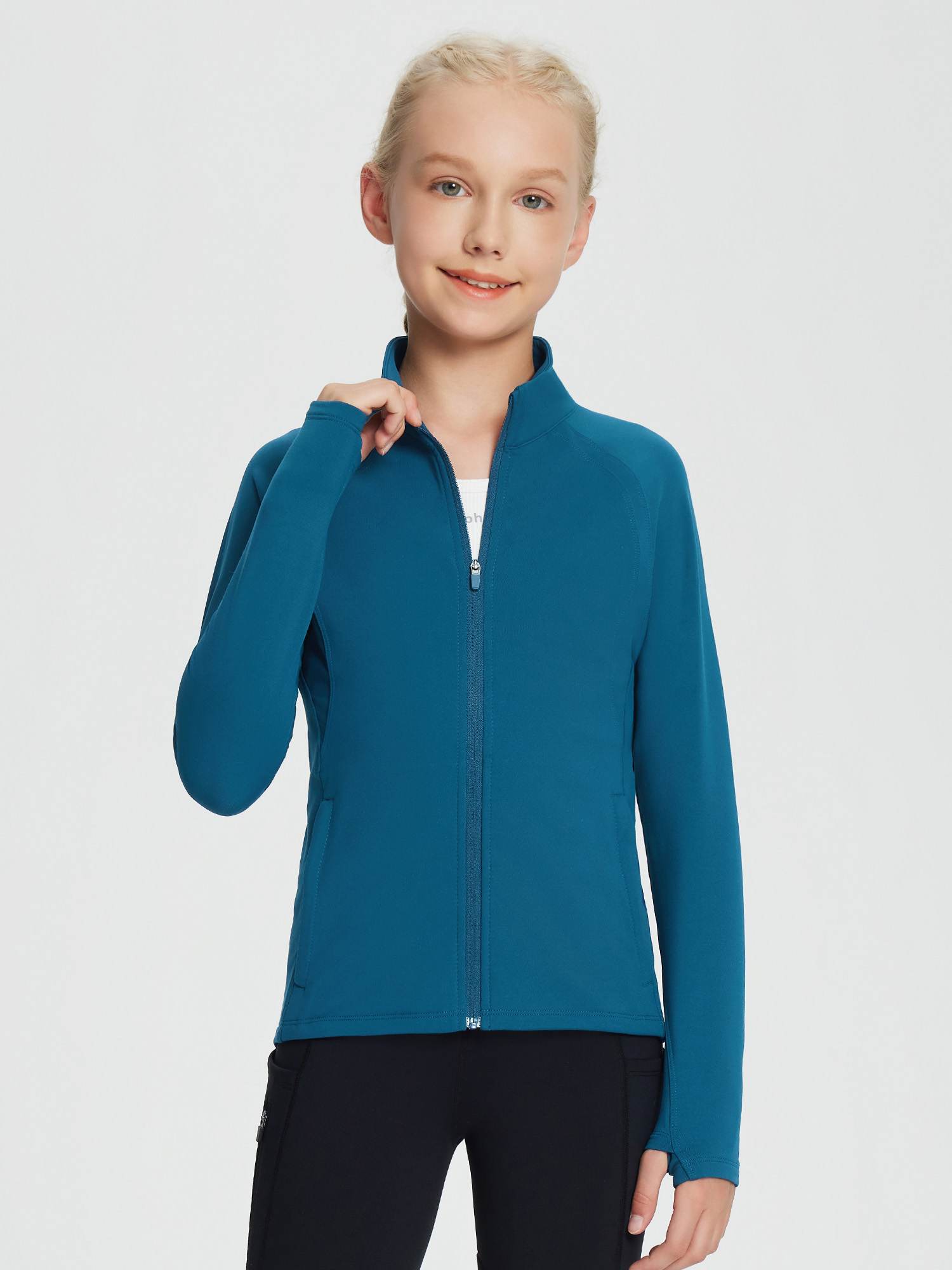 baleaf Fleece Girls Jacket Zip Up Fall Jackets Kids Equestrian Riding Shirts Thermal Athletic Sweatshirts Warm