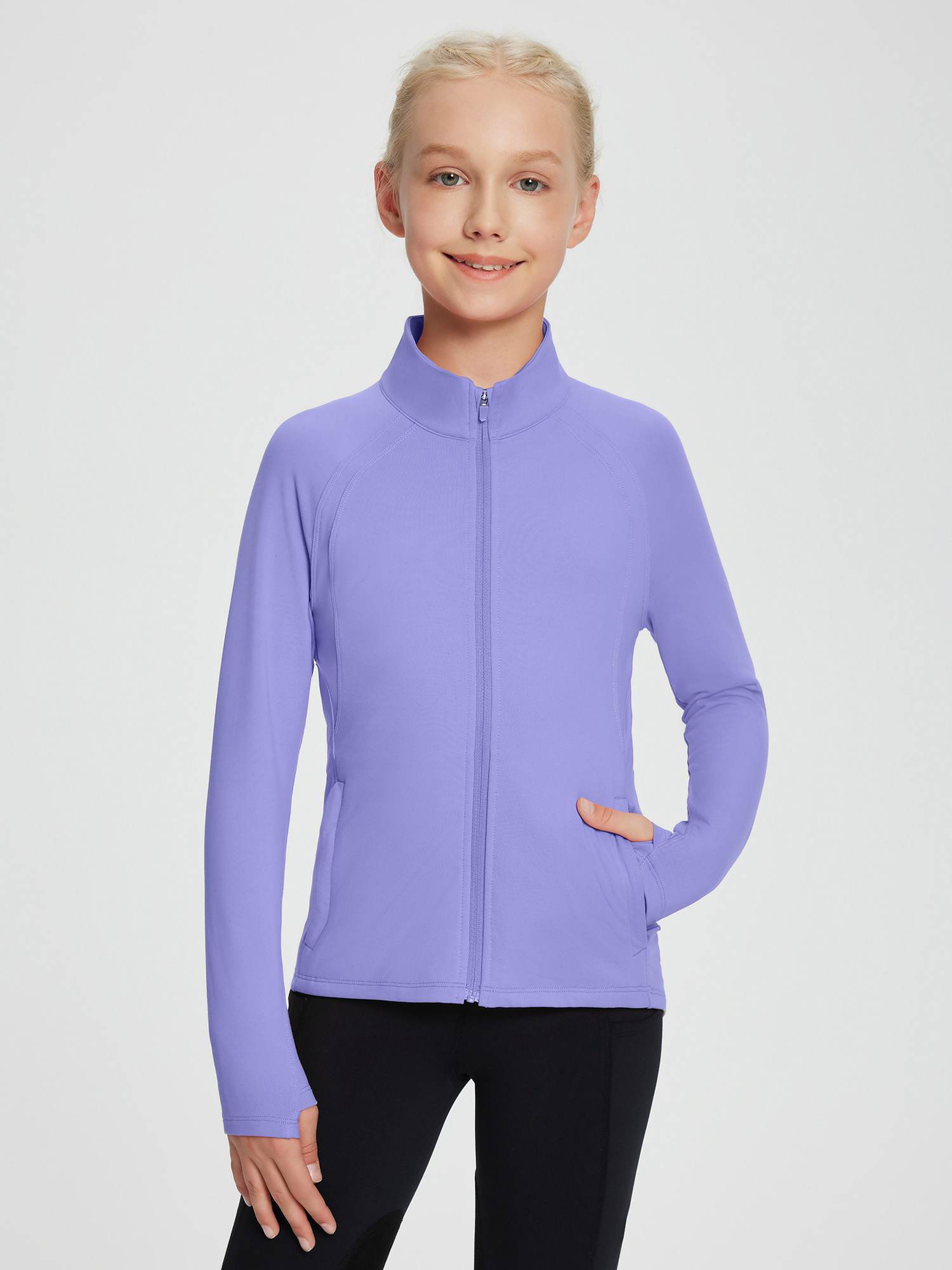 baleaf Fleece Girls Jacket Zip Up Fall Jackets Kids Equestrian Riding Shirts Thermal Athletic Sweatshirts Warm