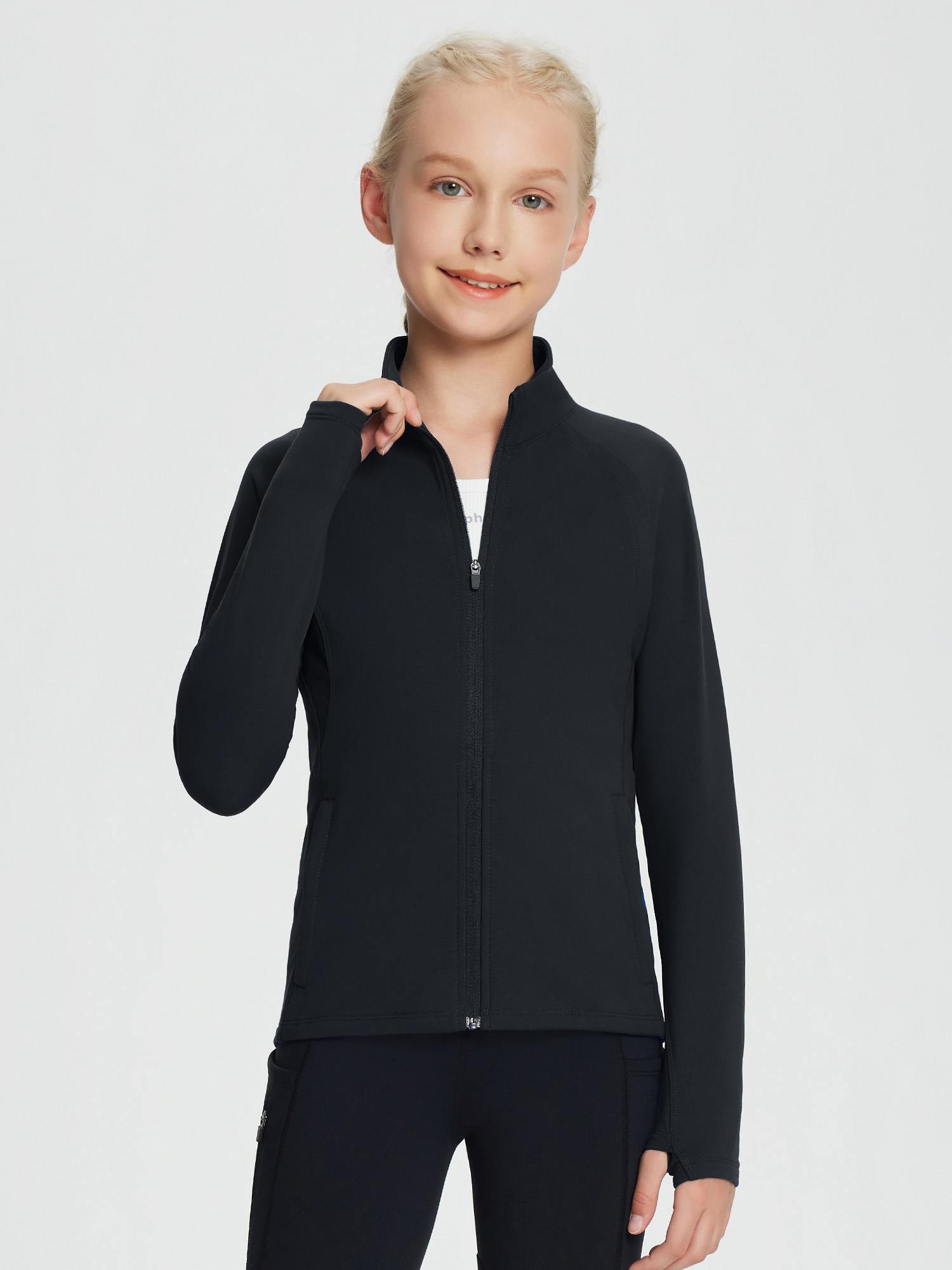 baleaf Fleece Girls Jacket Zip Up Fall Jackets Kids Equestrian Riding Shirts Thermal Athletic Sweatshirts Warm