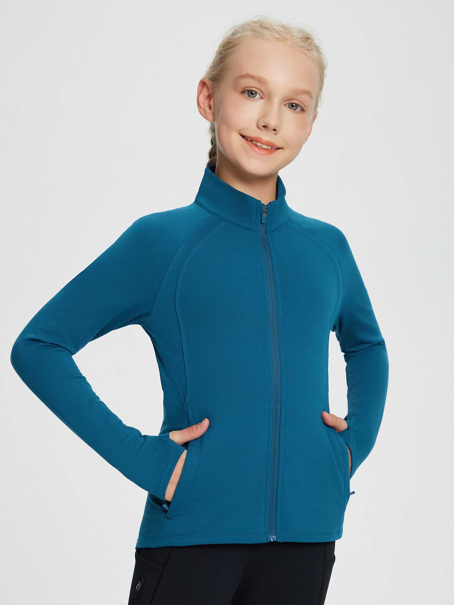 baleaf Fleece Girls Jacket Zip Up Fall Jackets Kids Equestrian Riding Shirts Thermal Athletic Sweatshirts Warm