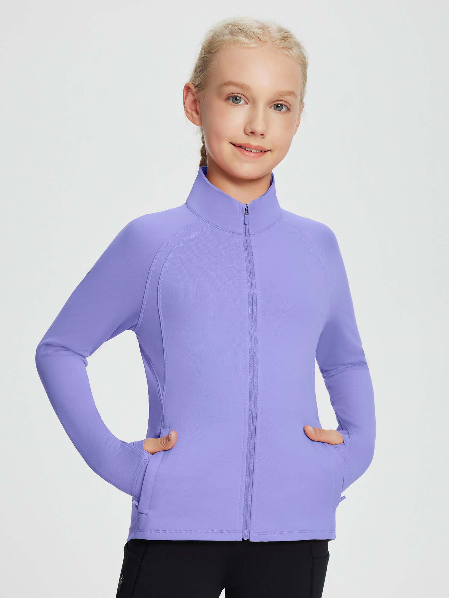 baleaf Fleece Girls Jacket Zip Up Fall Jackets Kids Equestrian Riding Shirts Thermal Athletic Sweatshirts Warm