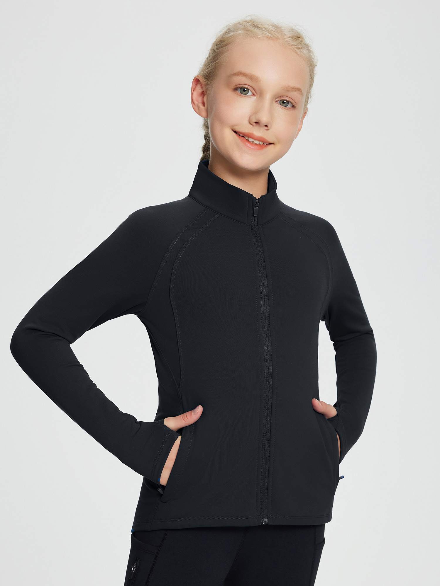 baleaf Fleece Girls Jacket Zip Up Fall Jackets Kids Equestrian Riding Shirts Thermal Athletic Sweatshirts Warm