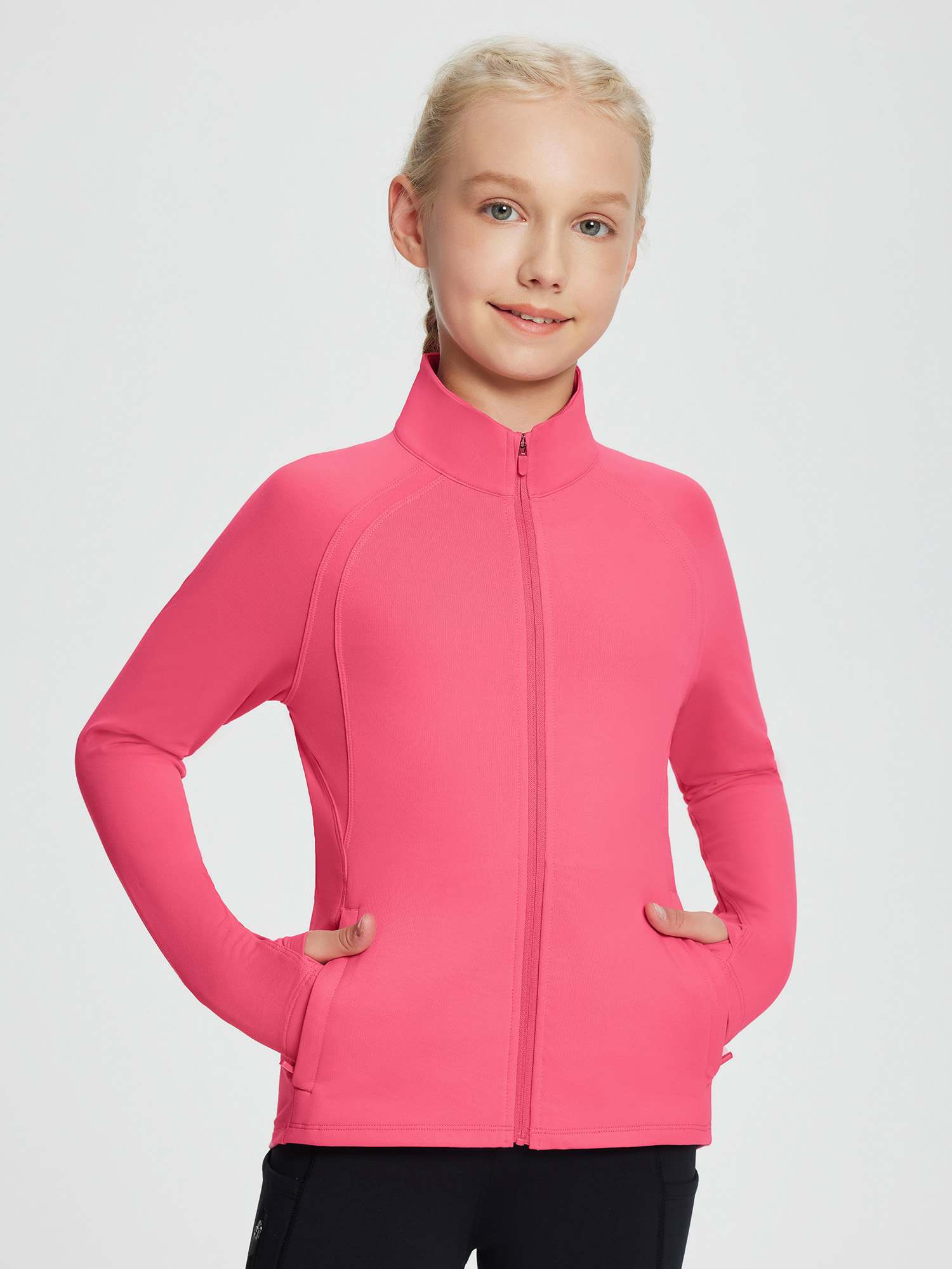 baleaf Fleece Girls Jacket Zip Up Fall Jackets Kids Equestrian Riding Shirts Thermal Athletic Sweatshirts Warm