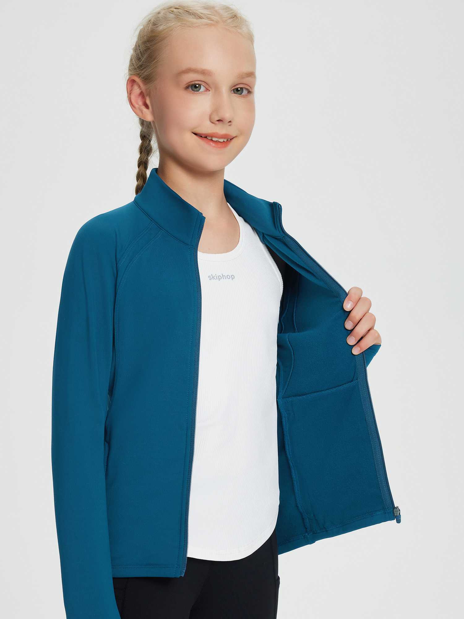 baleaf Fleece Girls Jacket Zip Up Fall Jackets Kids Equestrian Riding Shirts Thermal Athletic Sweatshirts Warm