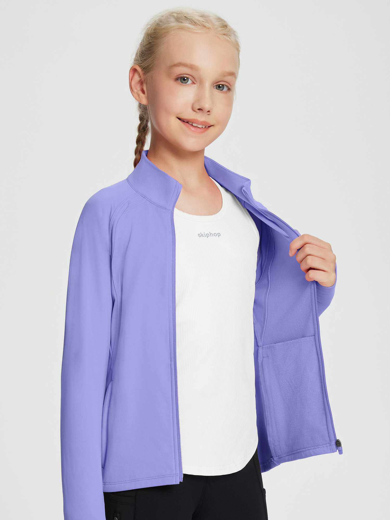 baleaf Fleece Girls Jacket Zip Up Fall Jackets Kids Equestrian Riding Shirts Thermal Athletic Sweatshirts Warm