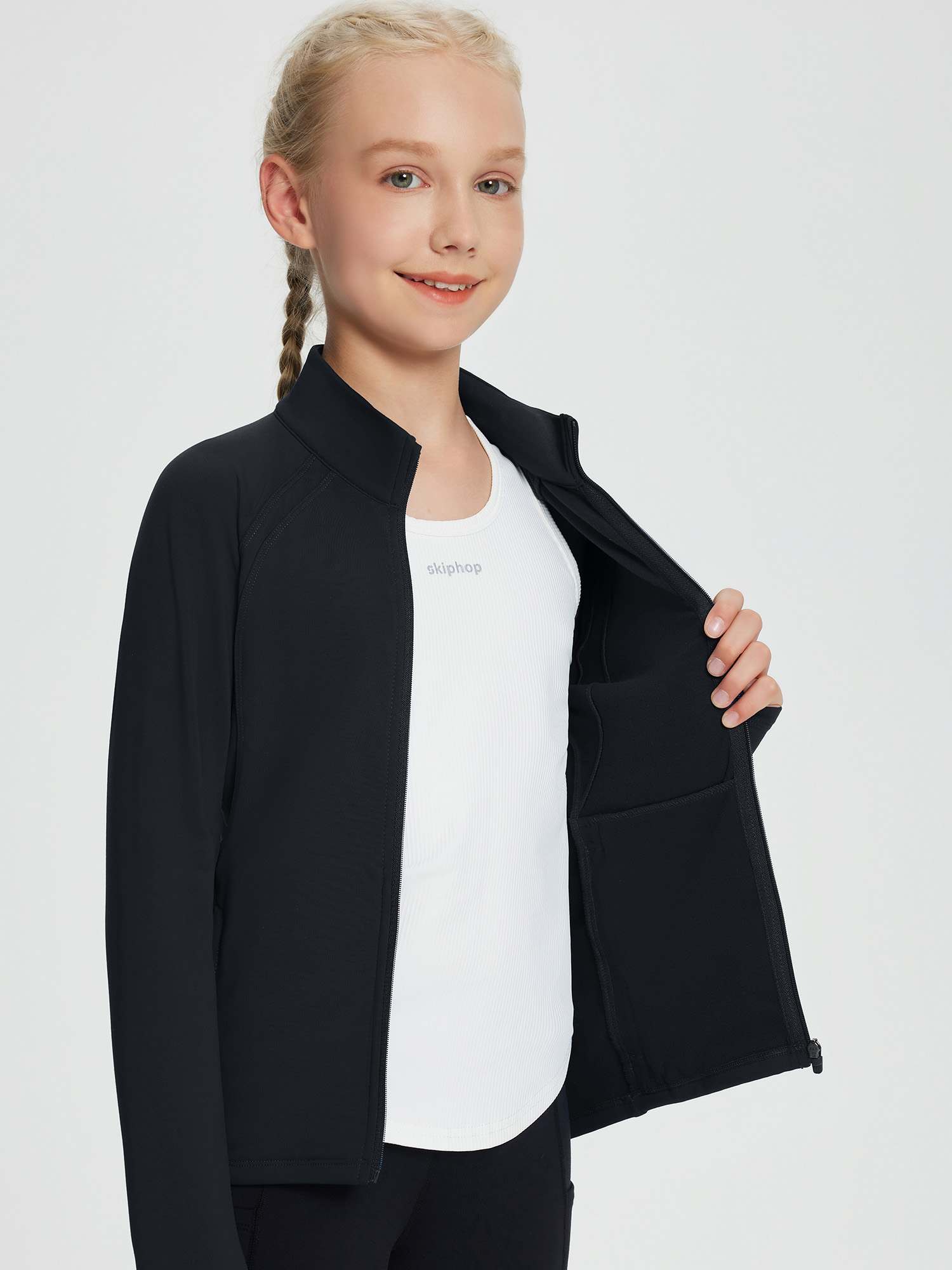 baleaf Fleece Girls Jacket Zip Up Fall Jackets Kids Equestrian Riding Shirts Thermal Athletic Sweatshirts Warm