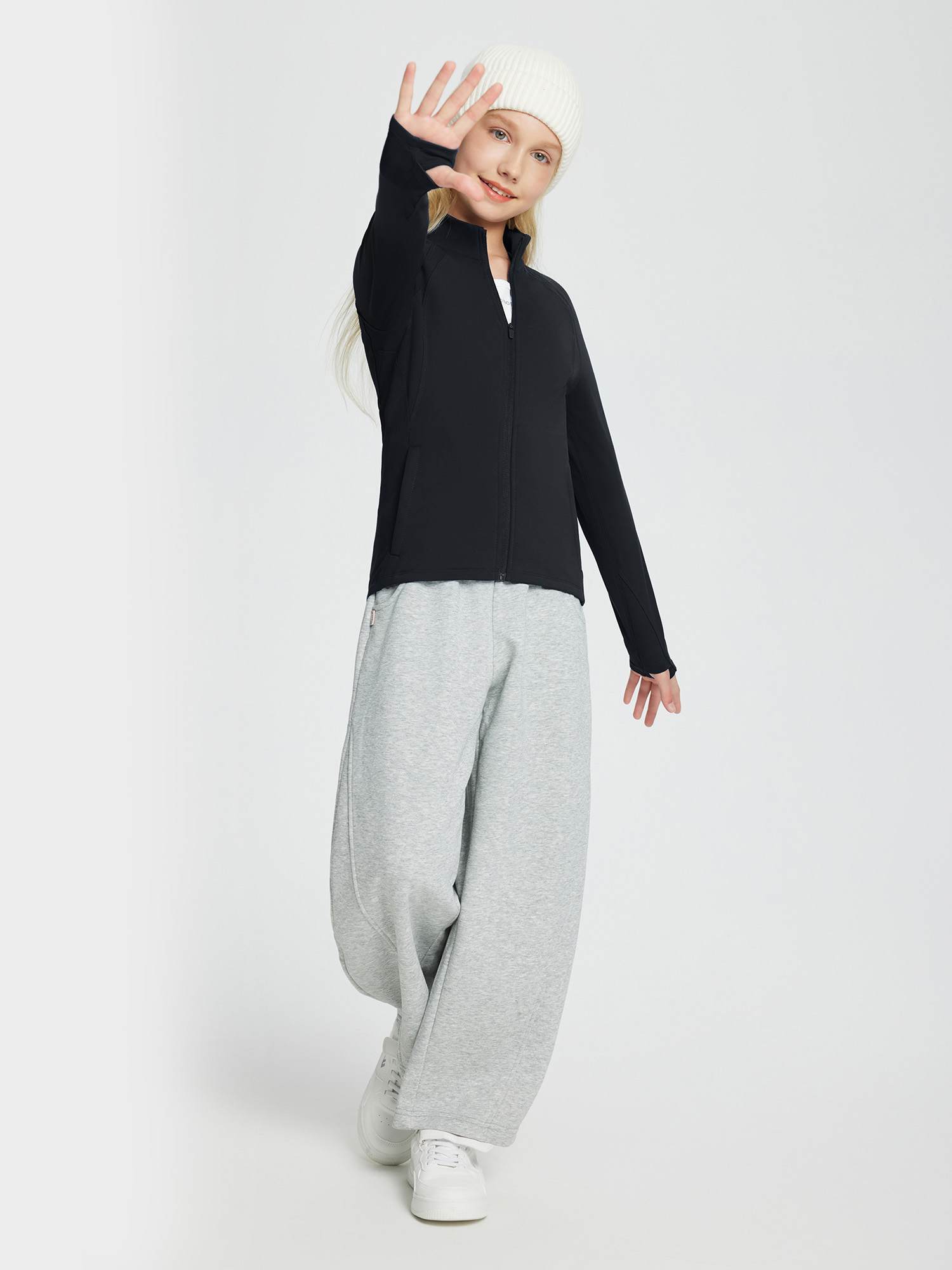 baleaf Fleece Girls Jacket Zip Up Fall Jackets Kids Equestrian Riding Shirts Thermal Athletic Sweatshirts Warm