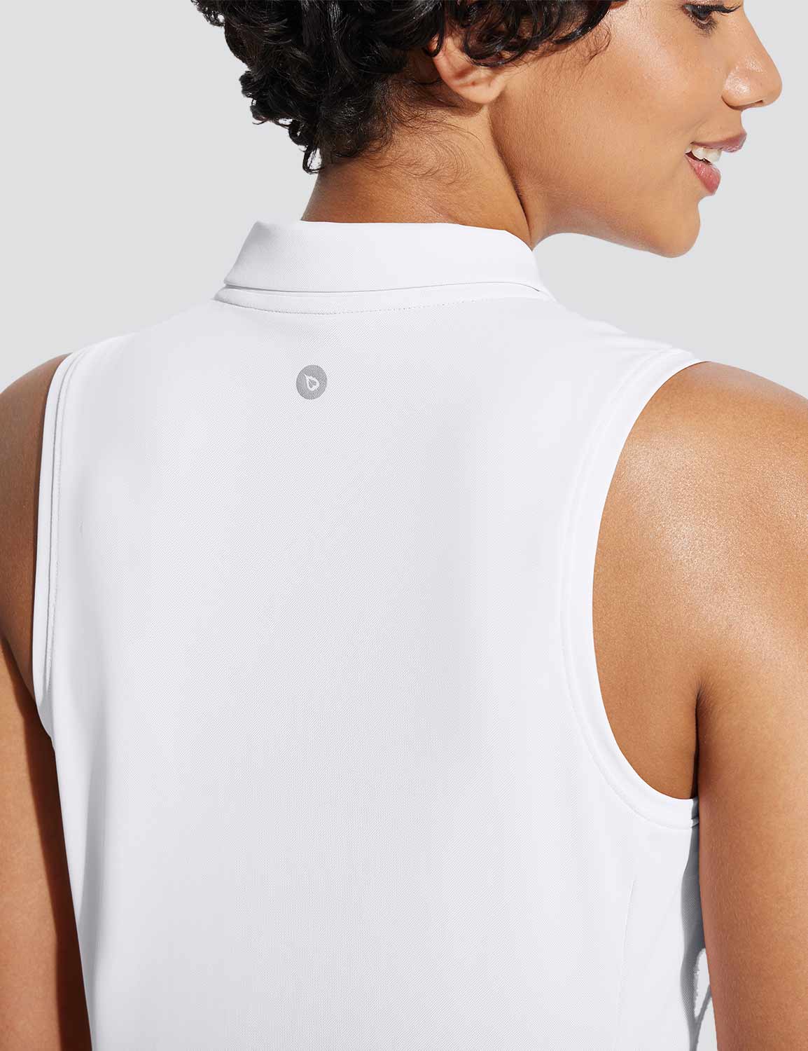 Baleaf Women's V-Neck Sleeveless Quarter-Zip Knit Polo Lucent White Back