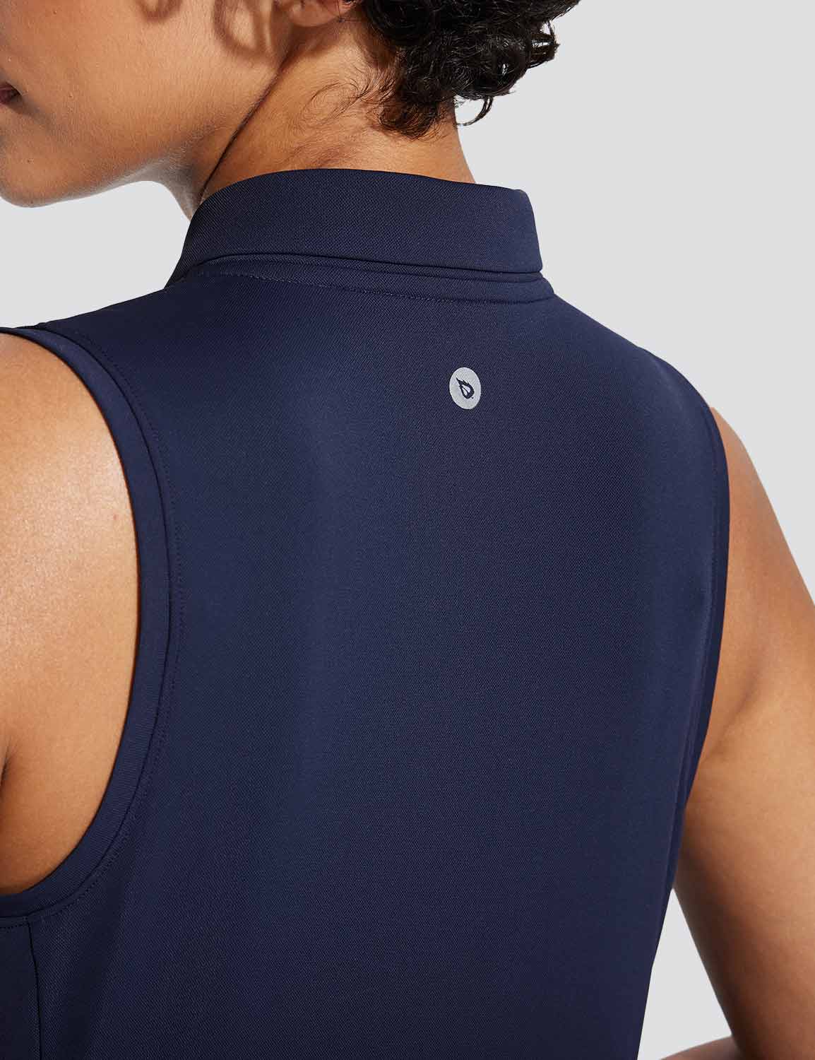 Baleaf Women's V-Neck Sleeveless Quarter-Zip Knit Polo Dark Sapphire Back