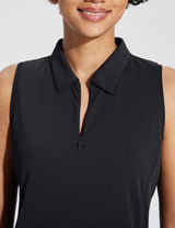 Baleaf Women's V-Neck Sleeveless Quarter-Zip Knit Polo Anthracite Details