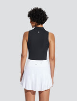 Baleaf Women's V-Neck Sleeveless Quarter-Zip Knit Polo Anthracite Back