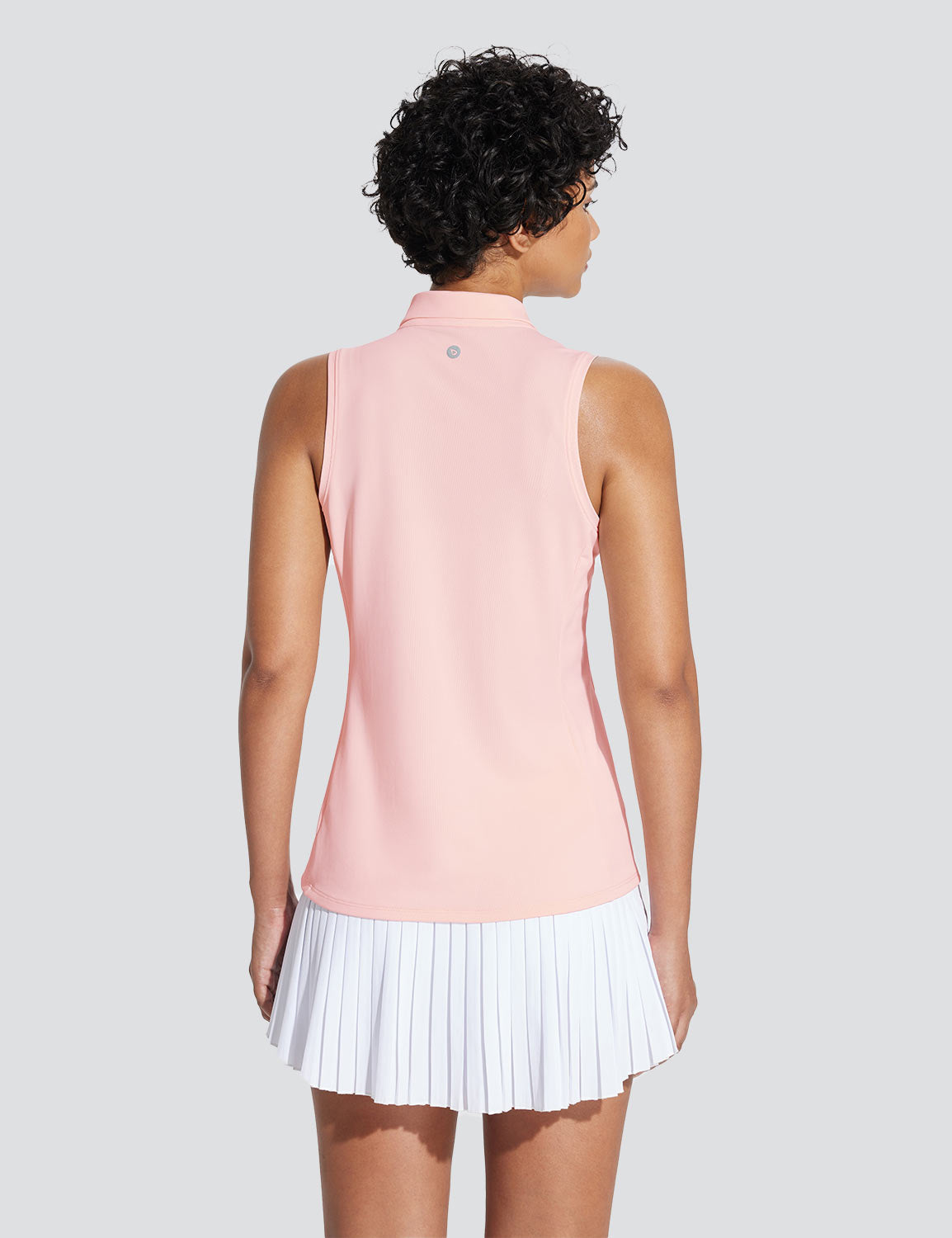 Baleaf Women's V-Neck Sleeveless Quarter-Zip Knit Polo Pink Dogwood Back