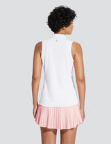 Baleaf Women's V-Neck Sleeveless Quarter-Zip Knit Polo Lucent White Back