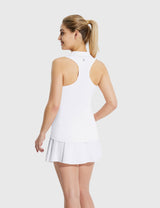Baleaf Women's UPF 50+ V-neck Sleeveless Polo Shirt Lucent White Back