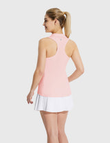 Baleaf Women's UPF 50+ V-neck Sleeveless Polo Shirt Pink Dogwood Back