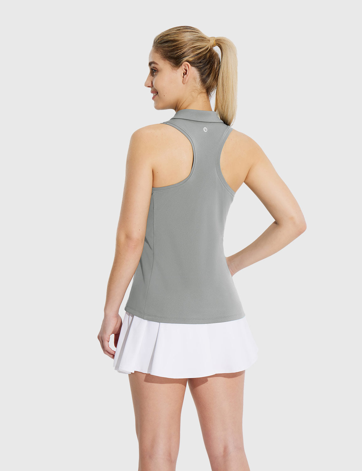 Baleaf Women's UPF 50+ V-neck Sleeveless Polo Shirt High-Rise Back