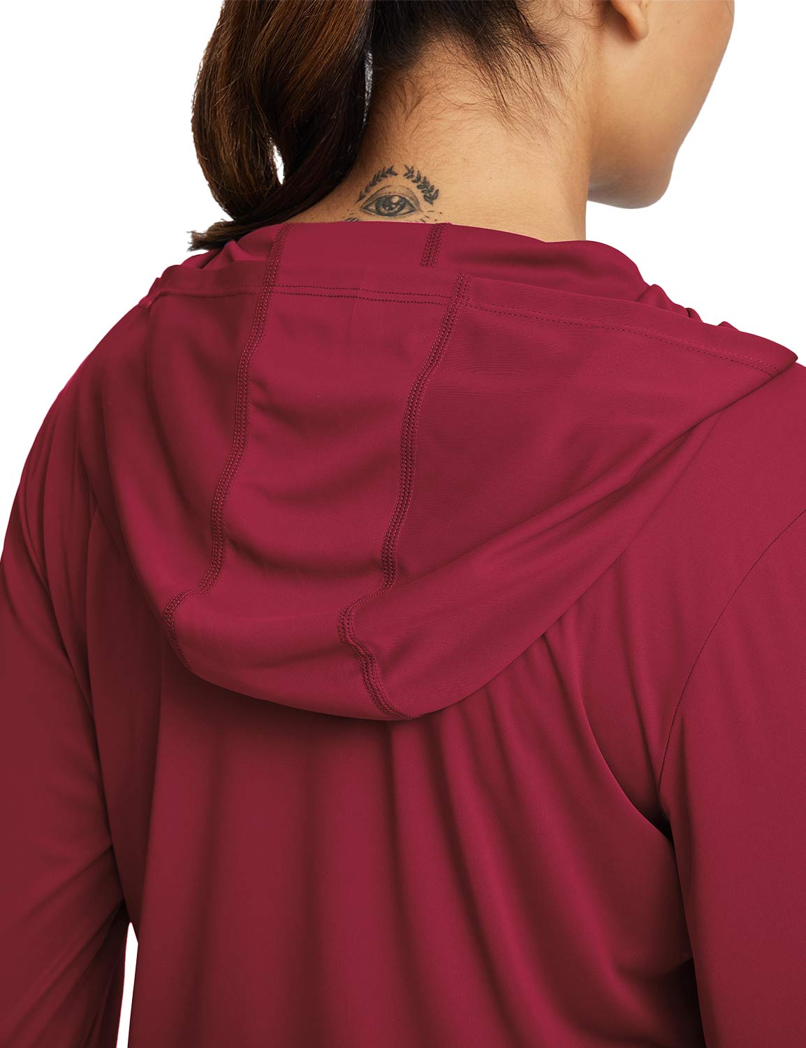 Baleaf Women's Rounded Hem Hooded Long Sleeve Lava Falls Back