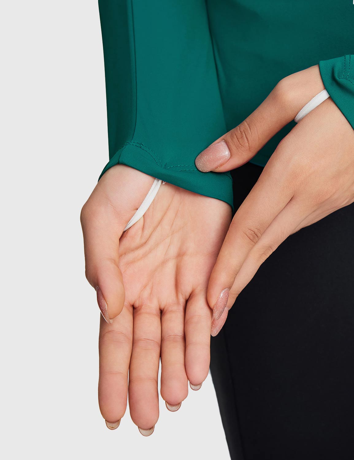 Baleaf Women's Rounded Hem Hooded Long Sleeve Teal Green with Thumbholes