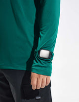Baleaf Men‘s Quick-dry UPF 50+ Zipper Pocket Shirt Teal Green with Watch Windows