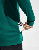 Baleaf Men‘s Quick-dry UPF 50+ Zipper Pocket Shirt Teal Green Details