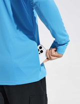 Baleaf Men‘s Quick-dry UPF 50+ Zipper Pocket Shirt Ethereal Blue Details