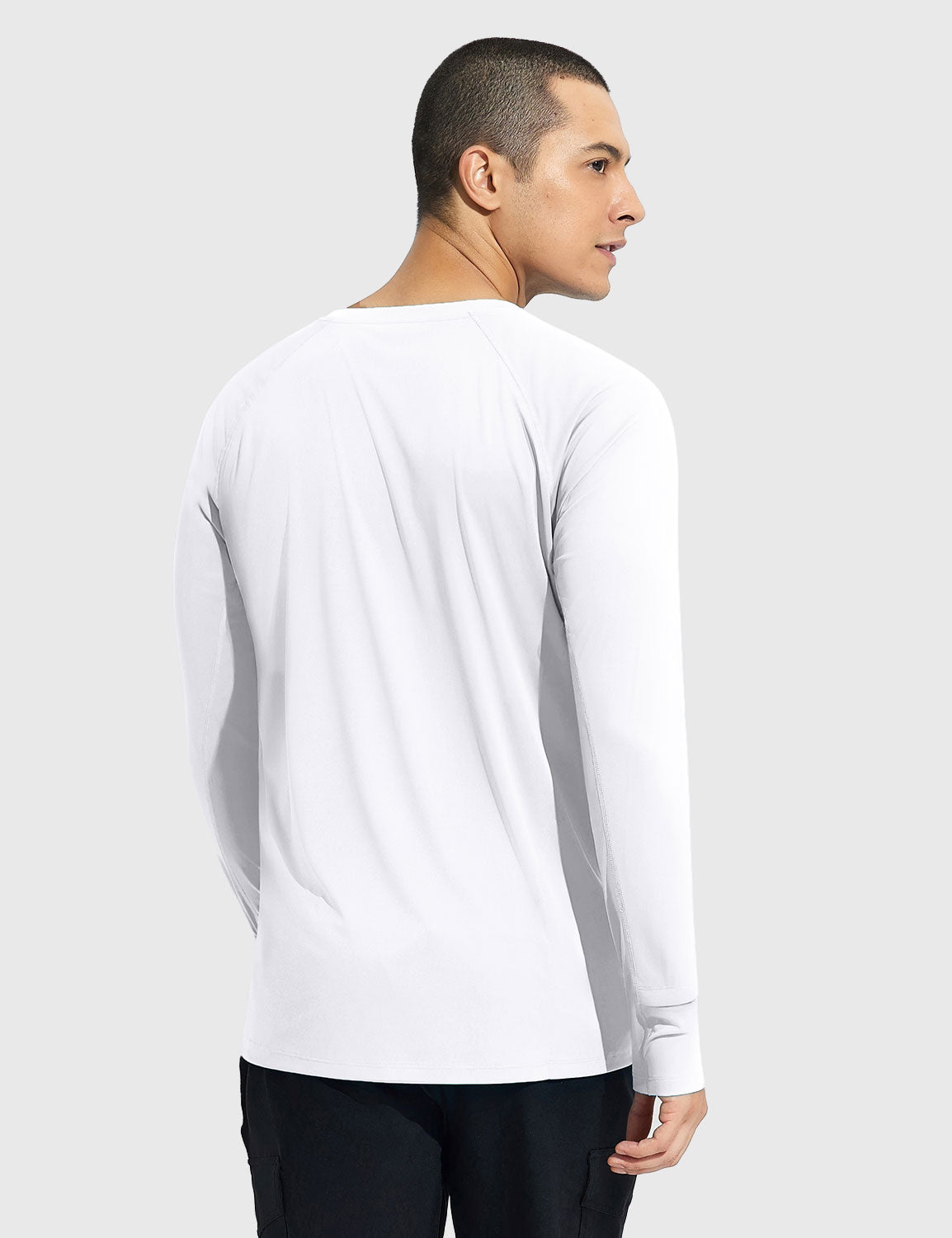 Baleaf Men‘s Quick-dry UPF 50+ Zipper Pocket Shirt Lucent White Back
