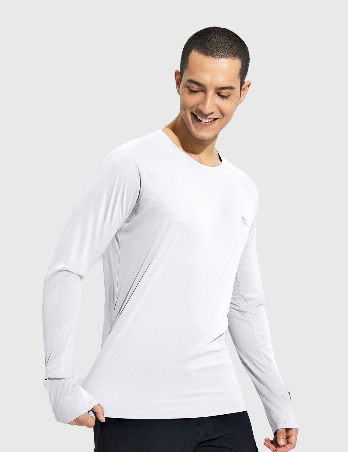Baleaf Men‘s Quick-dry UPF 50+ Zipper Pocket Shirt Lucent White Side
