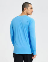 Baleaf Men‘s Quick-dry UPF 50+ Zipper Pocket Shirt Ethereal Blue Back