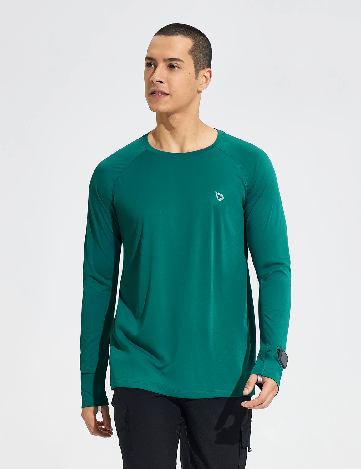 Baleaf Men‘s Quick-dry UPF 50+ Zipper Pocket Shirt Teal Green Main