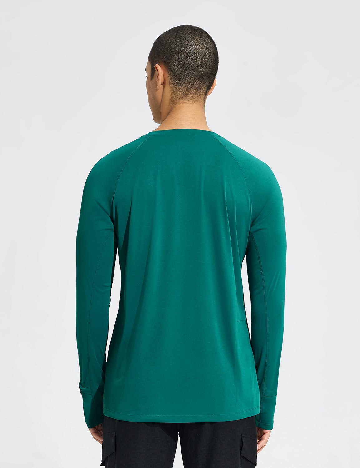 Baleaf Men‘s Quick-dry UPF 50+ Zipper Pocket Shirt Teal Green Back