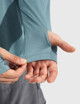 Baleaf Men's UPF50+ Quick-Dry Thumbholes Knit Hoodie Stone Blue Details