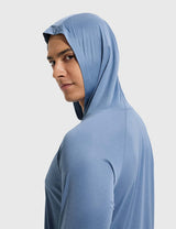Baleaf Men's UPF50+ Quick-Dry Thumbholes Knit Hoodie Ashleigh Blue Side