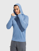 Baleaf Men's UPF50+ Quick-Dry Thumbholes Knit Hoodie Ashleigh Blue Main