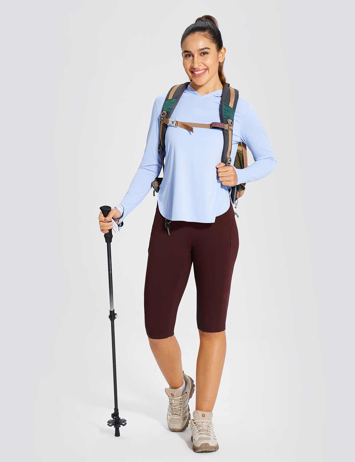 Baleaf Women's High-Rise Breathable Hiking Leggings Zinfandel Full