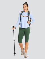 Baleaf Women's High-Rise Breathable Hiking Leggings Rifle Green Full