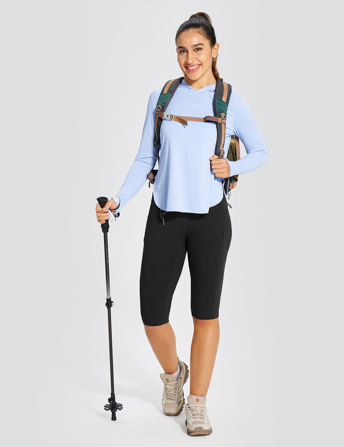 Baleaf Women's High-Rise Breathable Hiking Leggings Anthracite Full