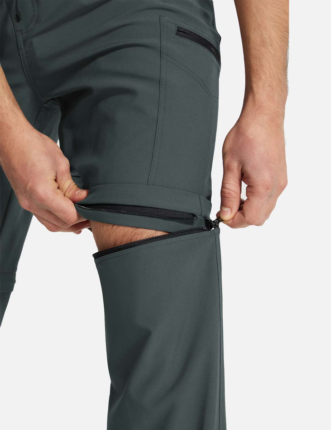 Baleaf Men's Quick Dry Removable Straight Hiking Pants Ebony Details