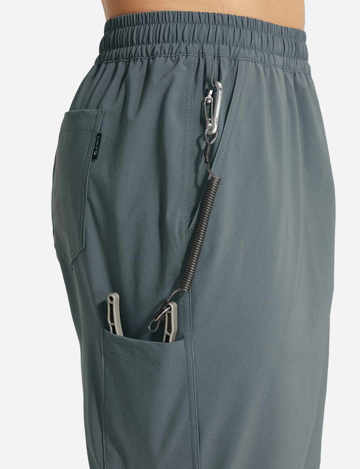 Baleaf Men's Breathable Multi-pocket Fishing Shorts Frost Gray Side