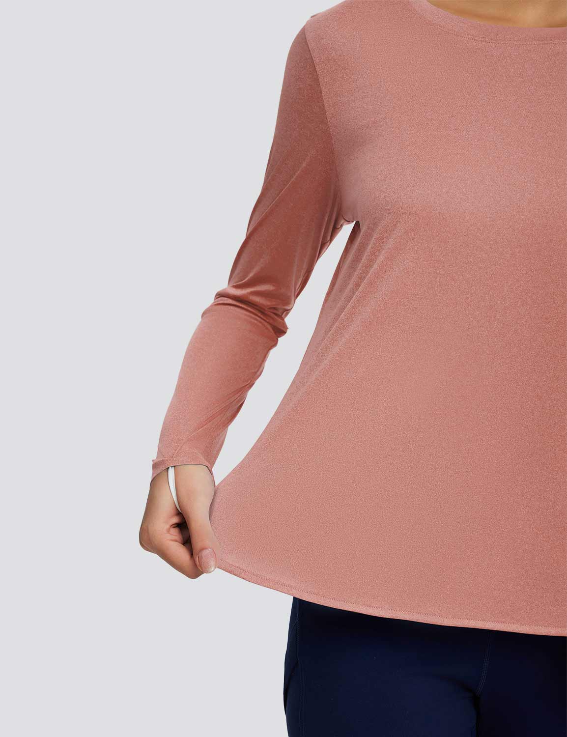 Baleaf Women's High Split Crew Neck T-shirts Rose Dawn Details