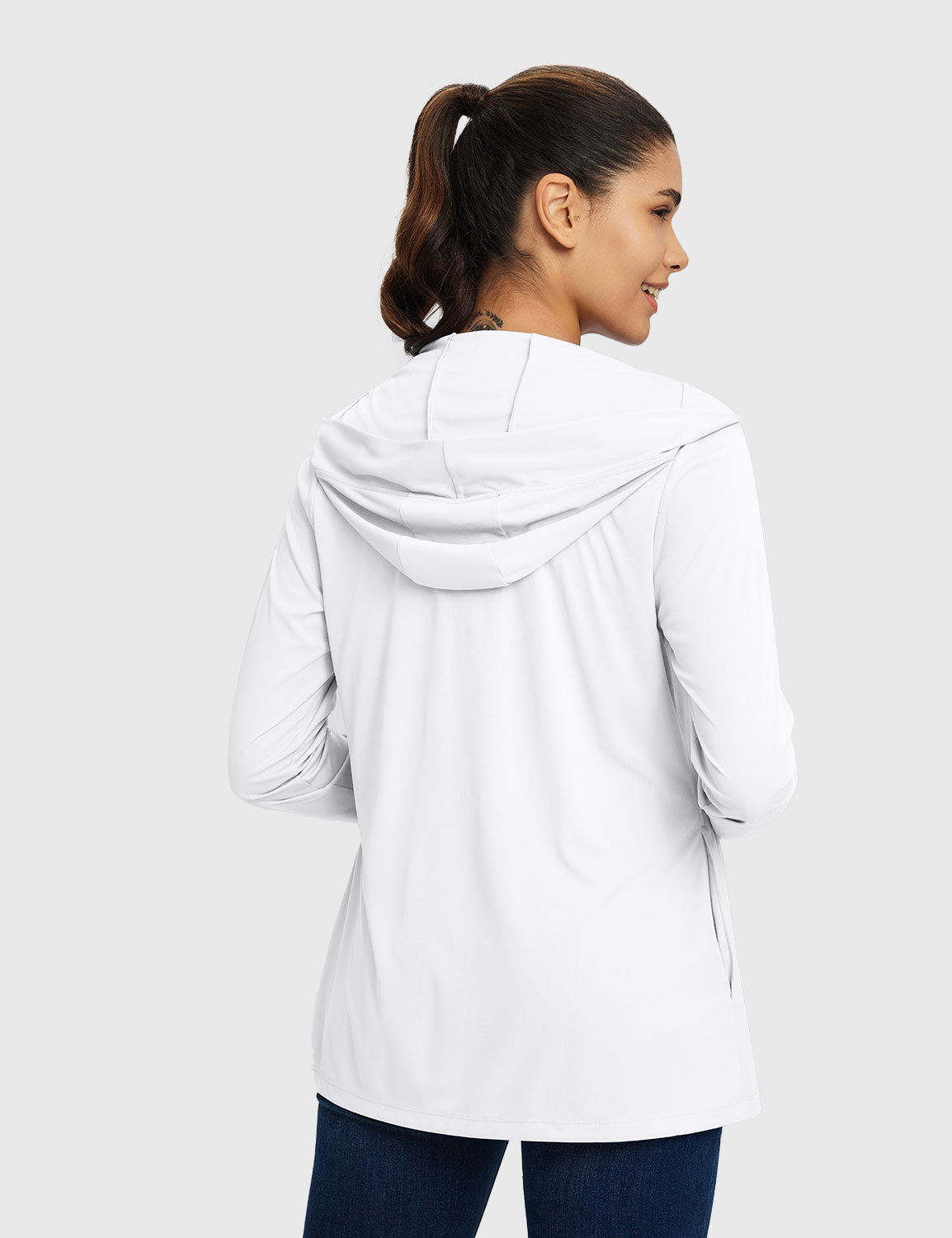 Baleaf Women's Quick-dry Sun-protective Hooded Jacket Lucent White Back